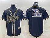 Men's Tennessee Titans Black Gold Team Big Logo With Patch Cool Base Stitched Baseball Jersey,baseball caps,new era cap wholesale,wholesale hats
